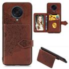 For Xiaomi POCO X2 Mandala Embossed Magnetic Cloth PU + TPU + PC Case with Holder & Card Slots & Wallet & Photo Frame & Strap(Brown) - 1