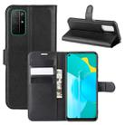 For Huawei Honor 30S Litchi Texture Horizontal Flip Protective Case with Holder & Card Slots & Wallet(Black) - 1