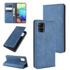 For Galaxy A71 5G Retro-skin Business Magnetic Suction Leather Case with Holder & Card Slots & Wallet(Dark Blue) - 1