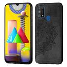 For Galaxy M31  Mandala Embossed Cloth Cover PC + TPU Mobile Phone Case with Magnetic Function and Hand Strap(Black) - 1