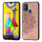 For Galaxy M31  Mandala Embossed Cloth Cover PC + TPU Mobile Phone Case with Magnetic Function and Hand Strap(Rose Gold) - 1