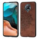 For Xiaomi Redmi K30 Pro  Mandala Embossed Cloth Cover PC + TPU Mobile Phone Case with Magnetic Function and Hand Strap(Brown) - 1