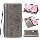 For Xiaomi 10/10 Pro Cute Cat and Dog Embossed Horizontal Flip Leather Case with Bracket / Card Slot / Wallet / Lanyard(Gray) - 1