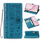 For Xiaomi 10/10 Pro Cute Cat and Dog Embossed Horizontal Flip Leather Case with Bracket / Card Slot / Wallet / Lanyard(Blue) - 1