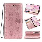 For Xiaomi 10/10 Pro Cute Cat and Dog Embossed Horizontal Flip Leather Case with Bracket / Card Slot / Wallet / Lanyard(Rose Gold) - 1