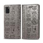 For Galaxy A41 Cute Cat and Dog Embossed Horizontal Flip Leather Case with Bracket / Card Slot / Wallet / Lanyard(Gray) - 1