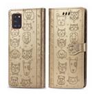 For Galaxy A31 Cute Cat and Dog Embossed Horizontal Flip Leather Case with Bracket / Card Slot / Wallet / Lanyard(Gold) - 1