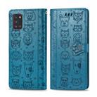 For Galaxy A31 Cute Cat and Dog Embossed Horizontal Flip Leather Case with Bracket / Card Slot / Wallet / Lanyard(Blue) - 1