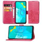 For Huawei Honor 30S Four-leaf Clasp Embossed Buckle Mobile Phone Protection Leather Case with Lanyard & Card Slot & Wallet & Bracket Function(Magenta) - 1