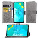 For Huawei Honor 30S Four-leaf Clasp Embossed Buckle Mobile Phone Protection Leather Case with Lanyard & Card Slot & Wallet & Bracket Function(Gray) - 1