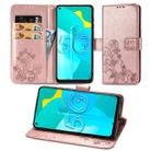 For Huawei Honor 30S Four-leaf Clasp Embossed Buckle Mobile Phone Protection Leather Case with Lanyard & Card Slot & Wallet & Bracket Function(Rose Gold) - 1