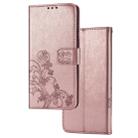For Motorola Moto G8 Power Lite Lucky Clover Pressed Flowers Pattern Leather Case with Holder & Card Slots & Wallet & Hand Strap(Rose Gold) - 1