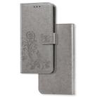 For Galaxy A71 5G Lucky Clover Pressed Flowers Pattern Leather Case with Holder & Card Slots & Wallet & Hand Strap(Gray) - 1