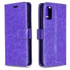 For Galaxy A41 Crazy Horse Texture Horizontal Flip Leather Case with Holder & Card Slots & Wallet & Photo Frame(Purple) - 1