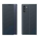 For Galaxy Note 10 Side Display Magnetic Horizontal Flip Plain Texture Cloth + PC Case with Holder & Sleep / Wake-up Function(Dark Blue) - 1