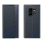 For Galaxy S9 Plain Texture Cloth Attraction Flip Holder Leather Phone Case(Dark Blue) - 1