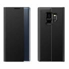 For Galaxy S9 Plain Texture Cloth Attraction Flip Holder Leather Phone Case(Black) - 1