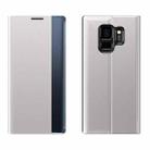 For Galaxy S9 Plain Texture Cloth Attraction Flip Holder Leather Phone Case(Silver) - 1