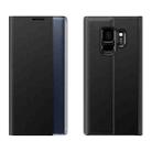 For Galaxy S9 Plus Plain Texture Cloth Attraction Flip Holder Leather Phone Case(Black) - 1