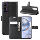 For Huawei Honor 30 Litchi Texture Horizontal Flip Protective Case with Holder & Card Slots & Wallet(Black) - 1