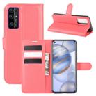 For Huawei Honor 30 Litchi Texture Horizontal Flip Protective Case with Holder & Card Slots & Wallet(Red) - 1