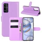 For Huawei Honor 30 Litchi Texture Horizontal Flip Protective Case with Holder & Card Slots & Wallet(Purple) - 1