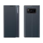For Galaxy S7 Edge Side Display Magnetic Horizontal Flip Plain Texture Cloth + PC Case with Holder & Sleep / Wake-up Function(Dark Blue) - 1