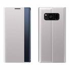 For Galaxy S8 Side Display Magnetic Horizontal Flip Plain Texture Cloth + PC Case with Holder & Sleep / Wake-up Function(Silver) - 1