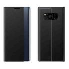 For Galaxy S8 Plus Side Display Magnetic Horizontal Flip Plain Texture Cloth + PC Case with Holder & Sleep / Wake-up Function(Black) - 1