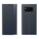 For Galaxy S10 Side Display Magnetic Horizontal Flip Plain Texture Cloth + PC Case with Holder & Sleep / Wake-up Function(Dark Blue) - 1