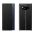 For Galaxy S10 Side Display Magnetic Horizontal Flip Plain Texture Cloth + PC Case with Holder & Sleep / Wake-up Function(Black) - 1