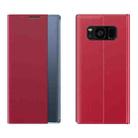 For Galaxy S10 Side Display Magnetic Horizontal Flip Plain Texture Cloth + PC Case with Holder & Sleep / Wake-up Function(Red) - 1
