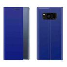 For Galaxy S10 Plus Side Display Magnetic Horizontal Flip Plain Texture Cloth + PC Case with Holder & Sleep / Wake-up Function(Blue) - 1
