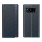 For Galaxy Note 8 Side Display Magnetic Horizontal Flip Plain Texture Cloth + PC Case with Holder & Sleep / Wake-up Function(Dark Blue) - 1