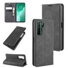 For Huawei Nova 7 SE Retro-skin Business Magnetic Suction Leather Case with Holder & Card Slots & Wallet(Black) - 1