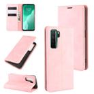 For Huawei Nova 7 SE Retro-skin Business Magnetic Suction Leather Case with Holder & Card Slots & Wallet(Pink) - 1