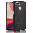 For Oppo A12 Shockproof Crocodile Texture PC + PU Case(Black) - 1