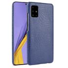 For Galaxy A71 5G Shockproof Crocodile Texture PC + PU Case(Blue) - 1