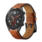 22mm For Huawei Watch GT2e / GT2 46mm Plum Blossom Hole Leather Watch Band(Brown) - 1