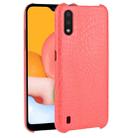 For Galaxy A01 Shockproof Crocodile Texture PC + PU Case(Red) - 1