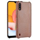 For Galaxy A01 Shockproof Crocodile Texture PC + PU Case(Brown) - 1