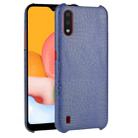 For Galaxy A01 Shockproof Crocodile Texture PC + PU Case(Blue) - 1