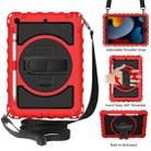 For iPad 10.2 360 Degree Rotating Case with Pencil Holder, Kickstand Shockproof Heavy Duty with Shoulder Strap,Hand Strap(Red) - 1