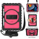 For iPad 10.2 360 Degree Rotating Case with Pencil Holder, Kickstand Shockproof Heavy Duty with Shoulder Strap,Hand Strap(Black+Hot Pink) - 1
