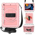 For iPad 10.2 360 Degree Rotating Case with Pencil Holder, Kickstand Shockproof Heavy Duty with Shoulder Strap,Hand Strap(Rose Gold) - 1