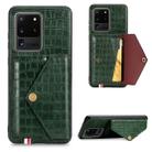 For Galaxy S20 Ultra Crocodile Pattern Envelope Card Package Phone Case With Magnet And Bracket Function(Green) - 1