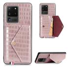 For Galaxy S20 Ultra Crocodile Pattern Envelope Card Package Phone Case With Magnet And Bracket Function(Rose Gold) - 1