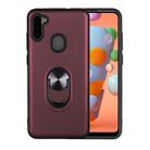 For Galaxy A11 360 Rotary Multifunctional Stent PC+TPU Case with Magnetic Invisible Holder(Jujube Red) - 1