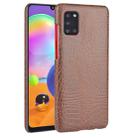 For Galaxy A31 Shockproof Crocodile Texture PC + PU Case(Brown) - 1