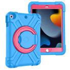 For iPad 10.2 PC + Silicone Shockproof Combination Case with 360 Degree Rotating Holder & Handle(Blue+Rose Red) - 1